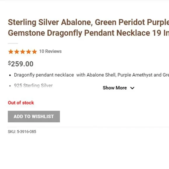 RETIRED Carolyn Pollack Ltd Edition Sterling Silver Abalone Dragonfly Necklace - Picture 11 of 11